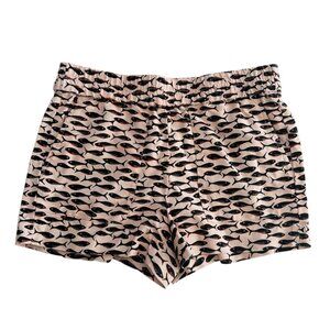 J. Crew Women's Size M Minnow Fish Cotton Linen Blend Pull On Pink Black Shorts
